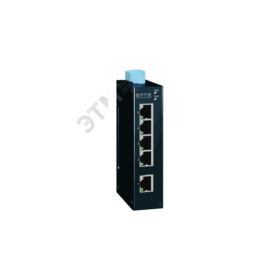 Коммутатор неуправляемый, монтаж на DIN рейку, 5 портов 10/100Base-TX, 24VDC (18-36VDC) резервированный источник питания, рабочий диапазон температур  СТЭЗ 70310002