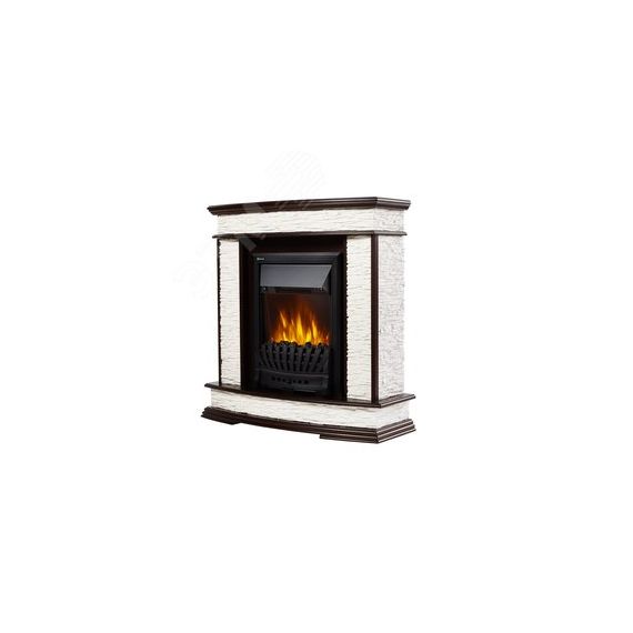 Портал для камина Scala Classic  из камня белый сланец и темный дуб Firelight Scala Cl WDO