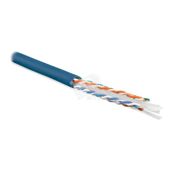 Кабель витая пара U/UTP категория 6 4 пары (23 AWG) одножильный (solid) с разделителем LSZH синий Hyperline 251947