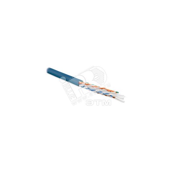 Кабель витая пара U/UTP категория 6 4 пары (23 AWG) одножильный (solid) с разделителем LSZH синий Hyperline 251947