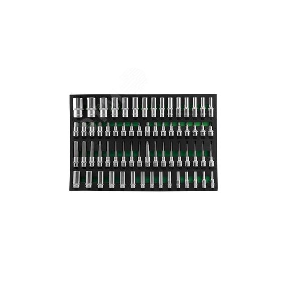Набор головок торцевых глубоких 3/8'', 1/2''DR и насадок торцевых 1/2''DR с вставками-битами в EVA ложементе 560x400 мм, 66 предметов Jonnesway S04HD4366SV