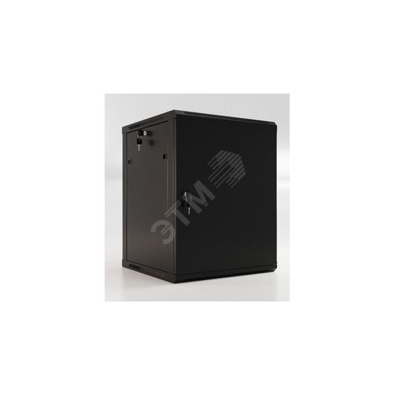 Шкаф настенный 19-дюймовый 15U 775x600х450мм металлическая передняя дверь с замком две боковые панели черный (RAL 9004) (разобранный) Hyperline TWB-1545-SR-RAL9004