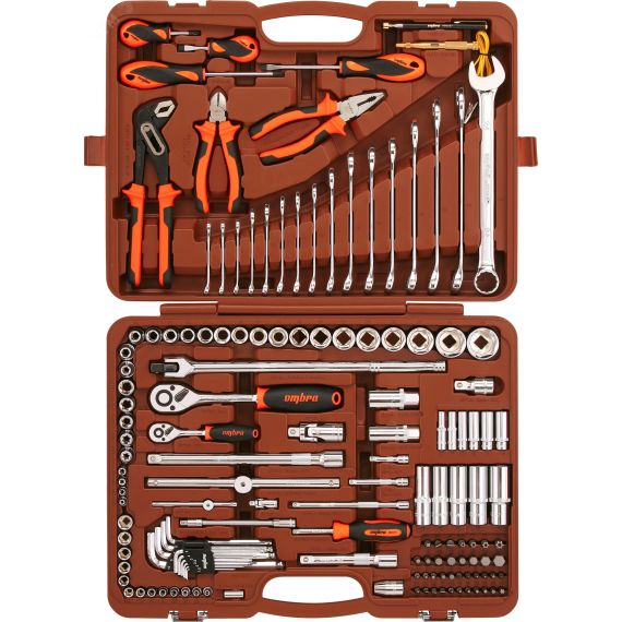 Набор инструмента универсальный 1/4'', 1/2''DR, 143 предмета Ombra OMT143SL