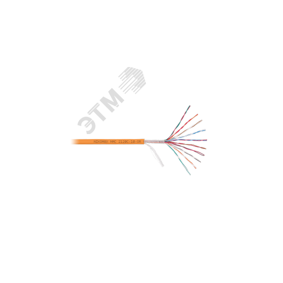 Кабель U/UTP 10 пар, Кат.3 (Класс C), 16МГц, одножильный, BC (чистая медь), 26AWG (0,405мм), полимерный материал нг(А)-HF, внутренний, оранжевый, 305м NIKOMAX/NIKOLAN NMC 2120C-10-OR