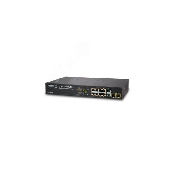 Коммутатор управляемый PoE 8 портов 10/100 Мб/с 2хSFP, 2хRJ45, 125 Вт PLANET FGSD-1008HPS