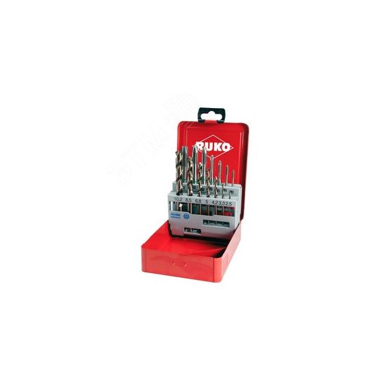 Набор метчиков машинных M3 -M12 HSSE DIN371/376 (B/4-5P, + сверла) 14 предметов Ruko 245051