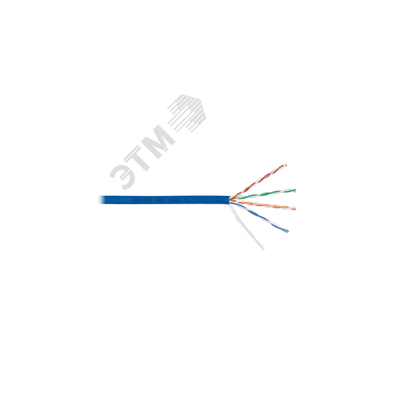 Кабель U/UTP 4 пары, Кат.5e (Класс D), тест по ISO/IEC, 100МГц, одножильный, BC (чистая медь), 24AWG (0,52мм), полимерный материал нг(А)-HF, внутренни NIKOMAX/NIKOLAN NMC 9100C-BL