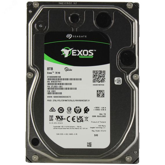 Жесткий диск 8TB Exos 7E10 3.5'', SAS, 7200 об/мин, 256 МБ Seagate ST8000NM018B