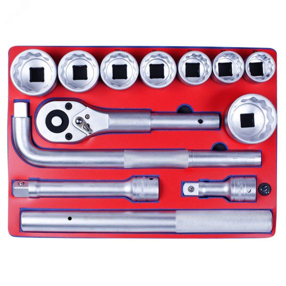 Набор торцевых головок 3/4' с принадлежностями ложемент 13 предметов Мастак 5-0062213