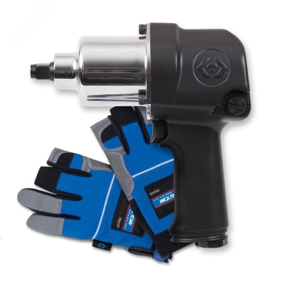 Гайковерт пневматический ударный 1/2', 881 Нм, в комплекте перчатки антивибрационные King Tony P33411-050E
