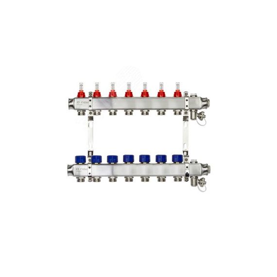 Коллекторная группа SSM-7RF set 7 контуров 1' x 3/4' с расходомерами и кронштейнами Ридан 088U0957R