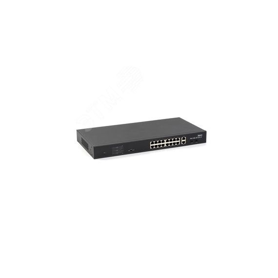 Коммутатор неуправляемый SKAT 16 портов PoE+, Uplink 2:RJ45.SFP, 300 Вт Бастион 4076