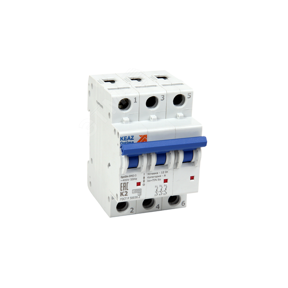 Выключатель автоматический трехполюсный 13А L 10кА AC OptiDin BM63-3L13-10-УХЛ3 КЭАЗ 262809