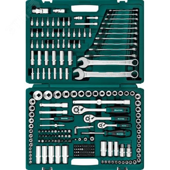 Набор инструмента универсальный X Drive, 216 предм., (1/2''+3/8''+1/4'') KRAFTOOL 27888-H216