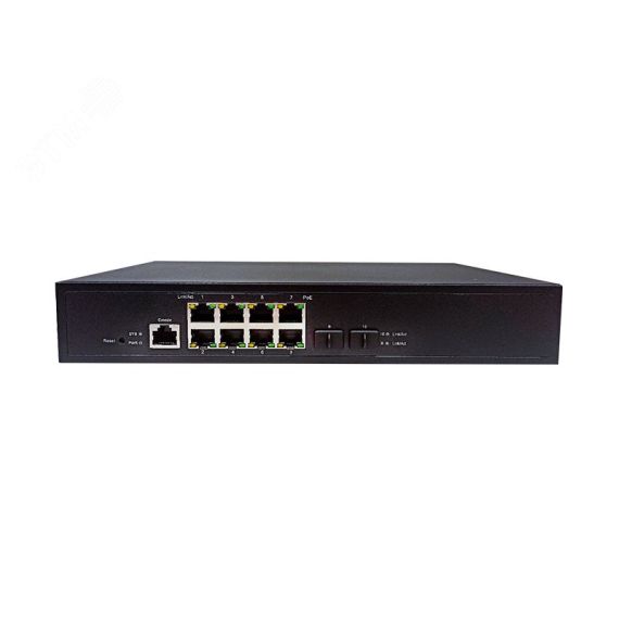 Коммутатор управляемый L2, PoE, 8 портовый 10/100/1000 Мбит/с RJ-45, 2xSFP, 120 Вт Optimus CCTV U1IM-8G/2S
