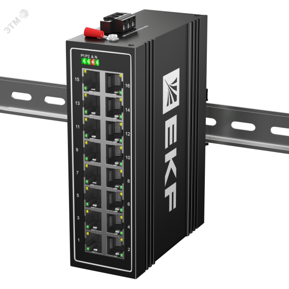 Коммутатор промышленный неуправляемый U-16T, 16 портов 10/100Base-T(X) RJ45, монтаж на динрейку TSX EKF EKF TSX-U-16T