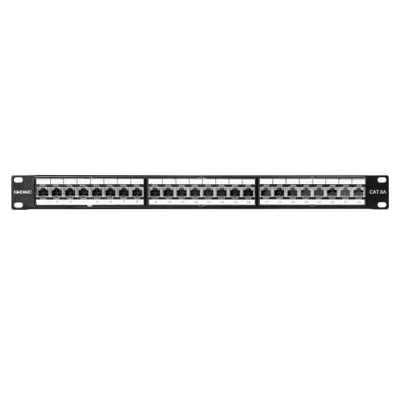 Патч-панель 19&quot;, 1U, CAT6A, 24 порта RJ45, экранированная