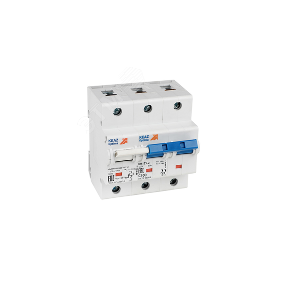 Выключатель автоматический модульный с независимым расцепителем OptiDin BM125-2NC100-НР-8ln-УХЛ3 КЭАЗ 336373