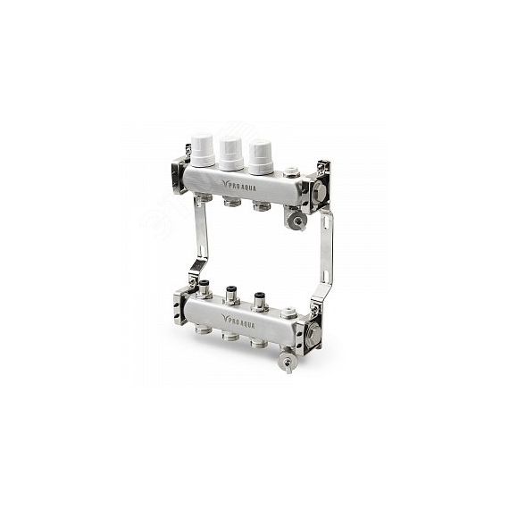 Блок коллекторный с регулировочными клапанами 9 выходов, 530 мм, 1 x 3/4 PRO AQUA R510MB.09