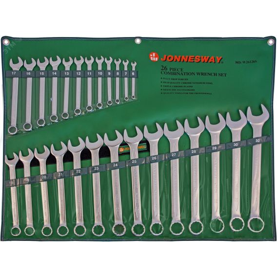 Набор ключей гаечных комбинированных в сумке, 6-32 мм, 26 предметов Jonnesway W26126S