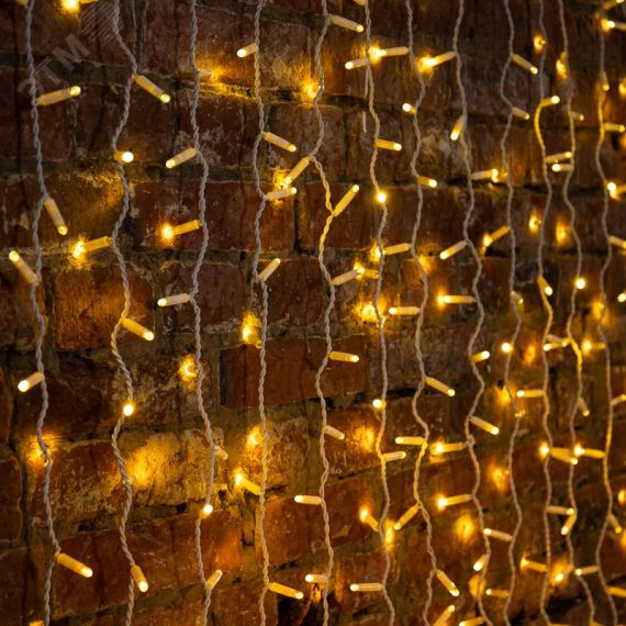 Гирлянда светодиодная Дождь 2х6 м, эффект мерцания, белый провод, 230 В, диоды тёплый белый, 768 LED (партия 2020 - 768 LED) Neon-Night 235-396