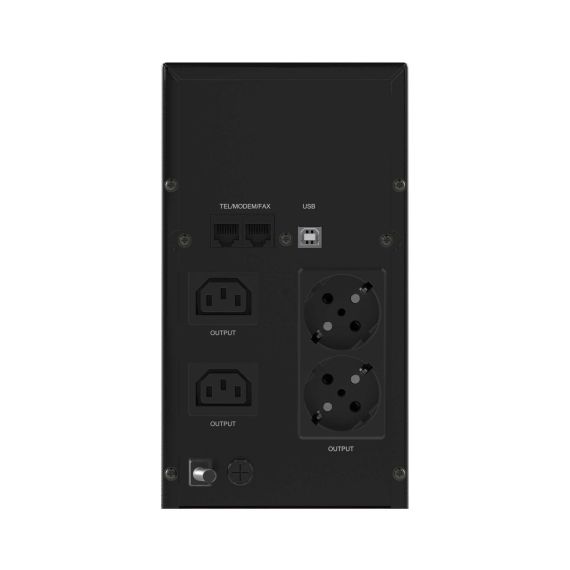 Линейно-интерактивный ИБП ДКС серии Info LCD, 2000 ВА/1200 Вт, 1/1,2xIEC C13, 2xSchuko, USB + RJ45, LCD, 2x9Aч