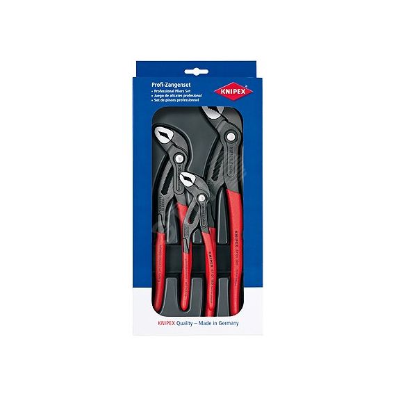 Набор COBRA клещей переставных в ложементе 3 предмета комплектация 8701xx клещи переставные 180 мм 250 мм и 300 мм чёрные обливные рукоятки Knipex KN-002009V02