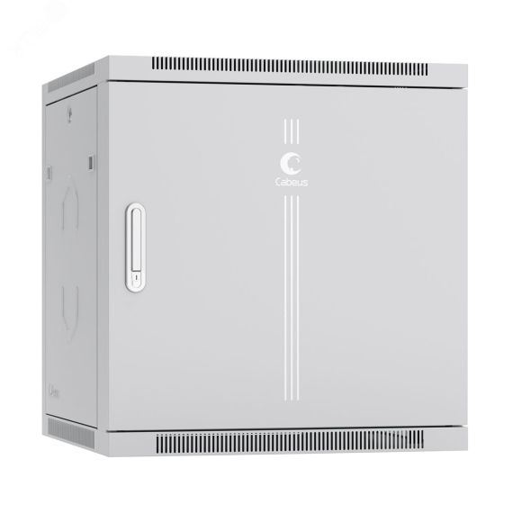 Шкаф телекоммуникационный настенный разобранный 19дюйм 12U 600x600x635mm (ШхГхВ) дверь металл, цвет серый (RAL 7035) Cabeus SH-05F-12U60/60m-R