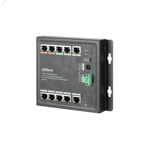 Коммутатор неуправляемый, PoE, 8x100 Мб/с RJ45, 2x1000 Мбит/c, 1xSFP, 96 Вт Dahua DH-PFS3111-8ET-96-F