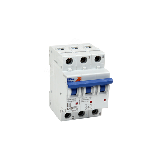 Выключатель автоматический трехполюсный 6А L 10кА AC OptiDin BM63-3L6-10-ОМ4-РЕГ КЭАЗ 294217