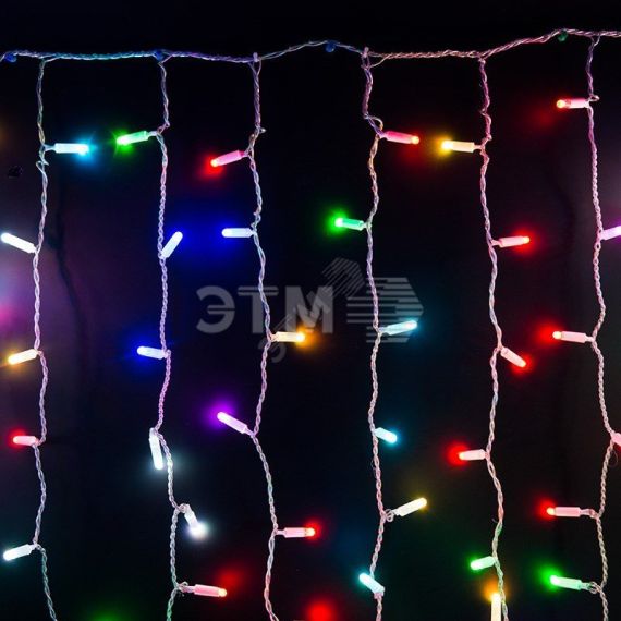 Гирлянда светодиодный Дождь 2х1,5 м, прозрачный провод, 230 В, диоды RGB, свечение с динамикой при приобретении контроллера 245-908 Neon-Night 245-309