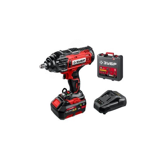 Гайковерт ударный 18В, 1 АКБ (4Ач), в кейсе ЗУБР ГУЛ-410-41