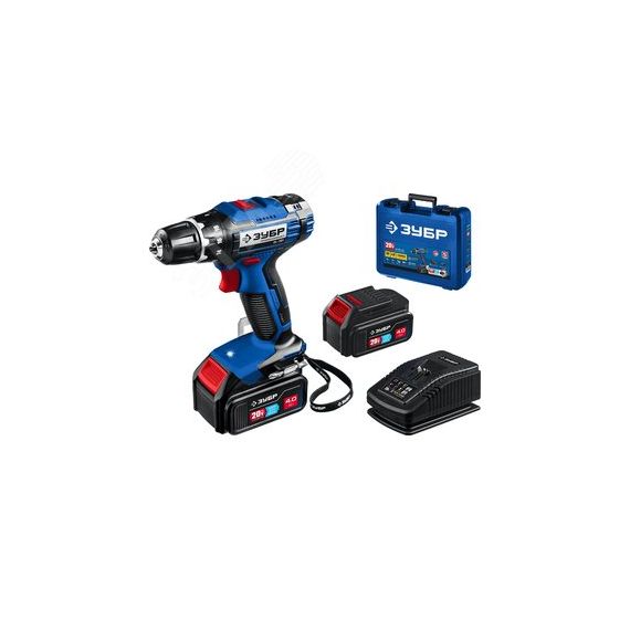 Дрель-шуруповерт 20В, 2 АКБ (4Ач), в кейсе, Профессионал ЗУБР DL-201-42