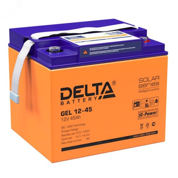 Аккумулятор GEL 12В 45Ач Delta GEL 12-45