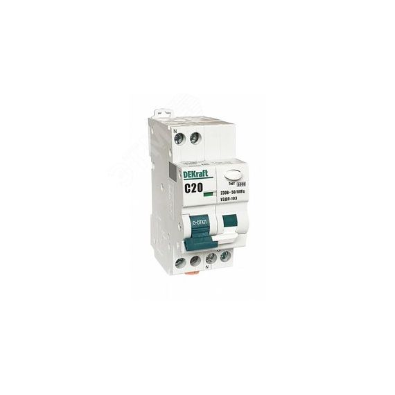 Устройство защиты от дугового пробоя 1P+N 20A (C) 6кА УЗДП-103 SE (Dekraft) 19090DEK