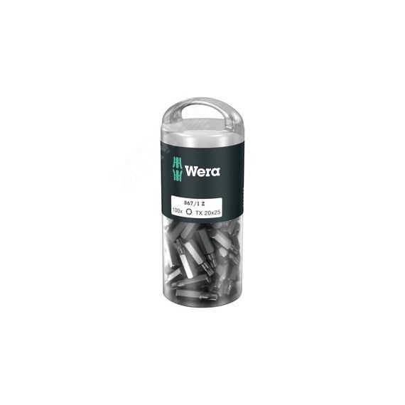 Набор бит 867/1 Z DIY 100 TORX 20 вязкая твердость хвостовик 1/4 C 6.3 TX 20 x 25 мм 100 шт с держателем-еврослот WERA WE-072448
