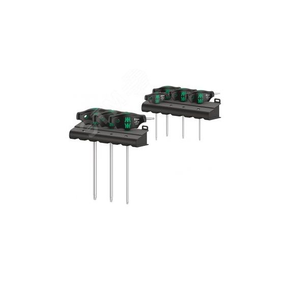 Набор отвёрток с Т-образной рукояткой с двумя подставками 467/7 TORX HF Set 1 с функцией фиксации крепежа TX 10 - 45 7 предметов комплектация: 7x 467  WERA WE-023452