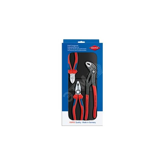 Набор BESTSELLER ШГИ в ложементе 3 предмета комплектация: 0302180 плоскогубцы 180 мм 7002160 бокорезы 160 мм 8701250 Клещи переставные COBRA 250 мм Knipex KN-002009V01
