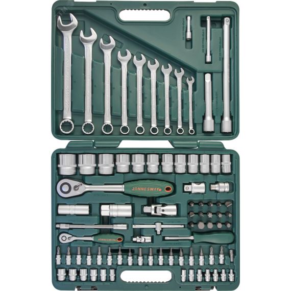 Набор инструмента универсальный 1/4'', 1/2''DR, 82 предмета Jonnesway S04H52482S