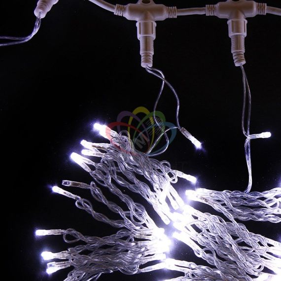 Гирлянда светодиодный Дождь 2х3 м, эффект мерцания, прозрачный провод, 230 В, диоды тёплый белый Neon-Night 235-326