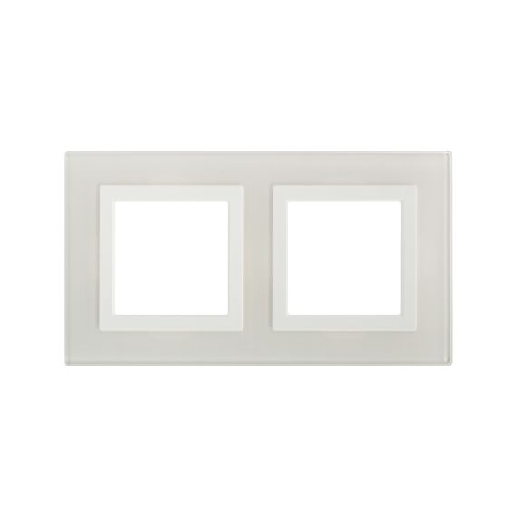Рамка из натурального стекла, "Avanti", белая, 2 поста (4 мод.)