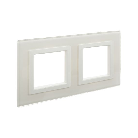 Рамка из натурального стекла, "Avanti", белая, 2 поста (4 мод.)