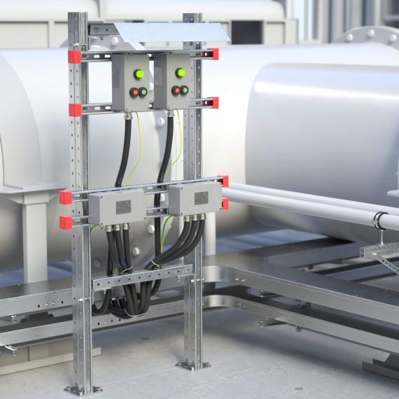 Комплект монтажных профилей на раму для крепления 2 оболочек болтами М8х80 8 шт. , горячеоцинкованный, длина 800 мм