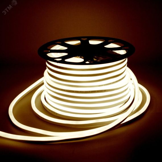 Лента светодиодная ''гибкий неон'' LED 2835/120-SMD 8 Вт/м 200 Лм/м 3000К теплый белый IP67 220 В AC 8 мм (катушка 50 м) Black Gauss 311000108