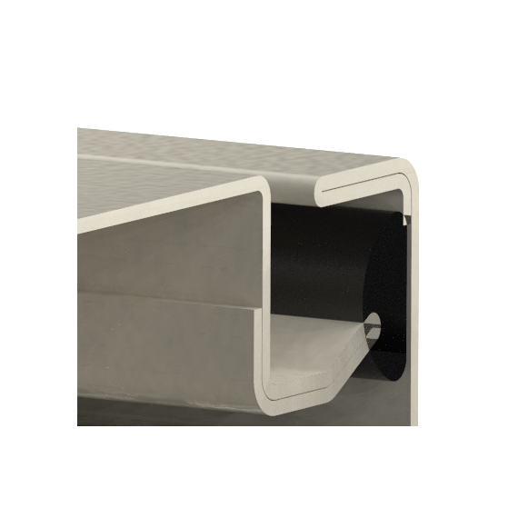 Двойная заковка по периметру оболочки и двери увеличивает жесткость конструкции, сохраняет геометрию