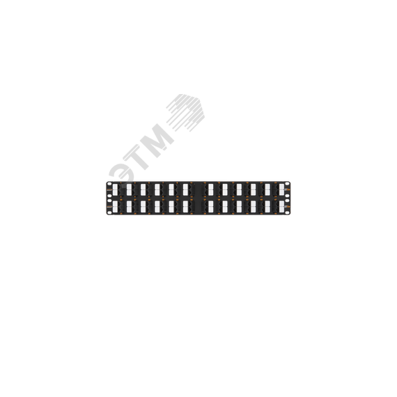 Панель 19'', 2U, 48 угловых портов, Кат.5e, RJ45/8P8C, неэкран., черная NIKOMAX/NIKOLAN NMC-RP48UD2-AN-2U-BK