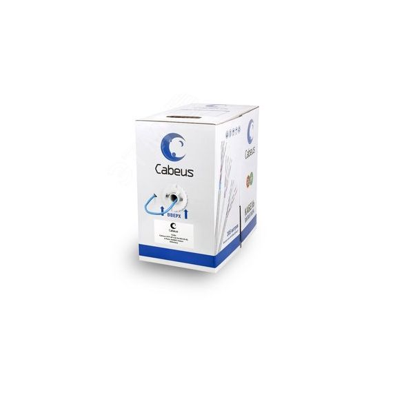 Кабель витая пара UTP-4P-Cat.5e-SOLID-BL UTP (U/UTP), категория 5e, 4 пары (24 AWG), одножильный, PVC нг(А)-LS, синий (305 м), системная гарантия 25 л Cabeus UTP-4P-Cat.5e-SOLID-BL