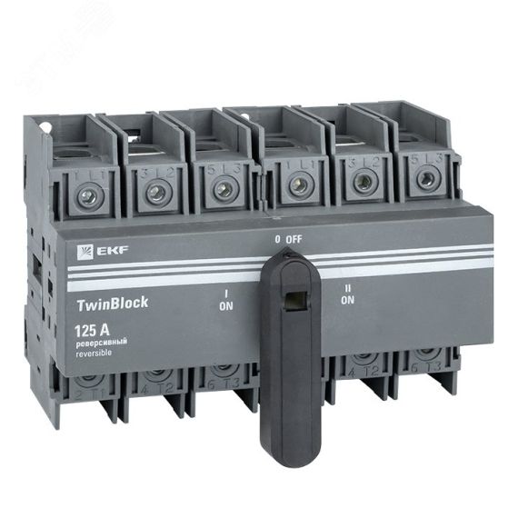 Рубильник 125A 3P реверсивный c рукояткой для     прямой установки TwinBlock EKF EKF tb-s-125-3p-rev