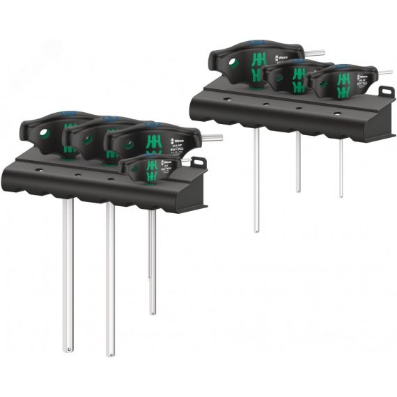 Набор отвёрток с Т-образной рукояткой 454/7 HF Set 1 Hex-Plus с функцией фиксации крепежа 2.5 - 10 мм 7 предметов комплектация: 1x 454 Шестигранная от WERA WE-023450