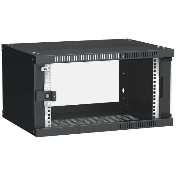 ITK Шкаф настенный LINEA WE 6U 600х450мм дверь стекло черный